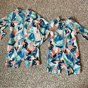 Old Navy Matching Toddler Swim Rash Guards - Sizes 6-12 Months & 12-18 Months